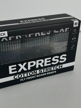 Express Cotton Stretch Fly Front Boxer Briefs Men's Medium (32-34) - 3 pack
